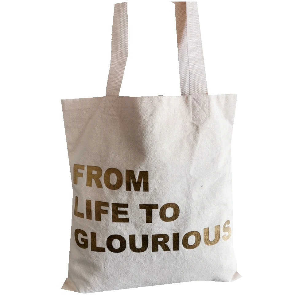 custom 100% recycle shopping cotton bag with zipper