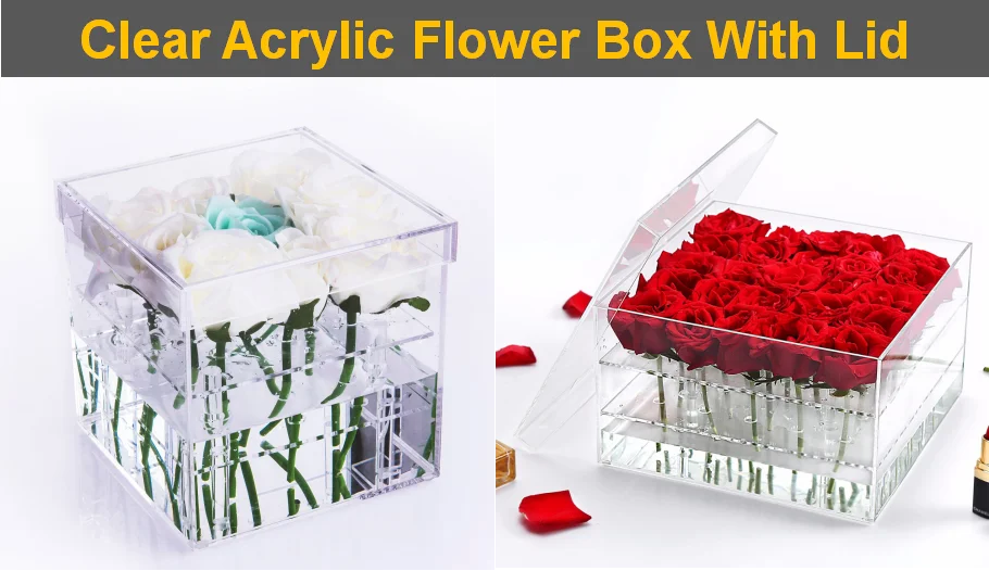 Klare Acrylblumen Verpackungs Box Transparente Blumen Rosen Box