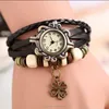 Drop Shipping Vintage reloj de pulsera Clover Watches Women Leather Strap Hot Sell Bracelet Wrist lady bracelet vogue watches