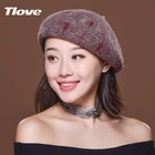 Tlove winter stocking checked Astrilia 100 wool french beret for Derby Party