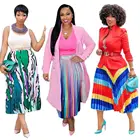 Women's fashion pleated printed midi skirt SN3524