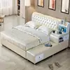 New technology 100% genuine leather cow hide skin multifunction bed