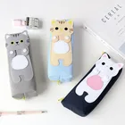 New cat pencil case kawaii creative large capacity pen bags for kids school cute pencil pouch zipper stationery
