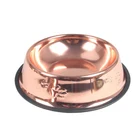 Golden coated Bird Dog Cat Puppy Feeding Water Feeder Stainless Steel Pet Food Water Bowl Rubber Ring Bottom hot sale