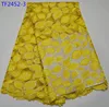 High quality yellow african cord lace dress styles aso ebi