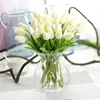 Hot sale handmade silk fake white tulip artificial flower in glass vase