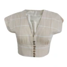 Casual Fashion Women yarn dyed cotton plaid blouses shirts