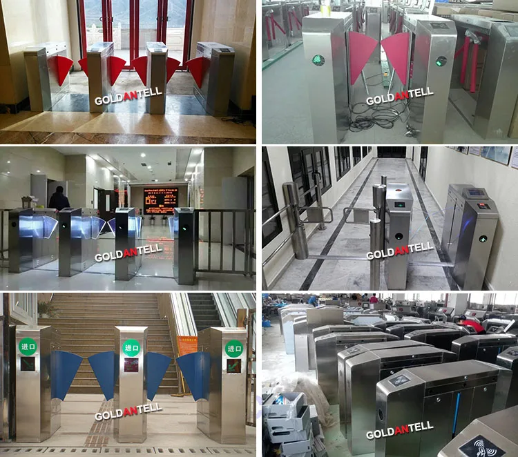 Intelligent Flap Turnstile with RFID Interface 304 Grade Stainless Steel IP54 Protection for 30-40 Persons per Minute