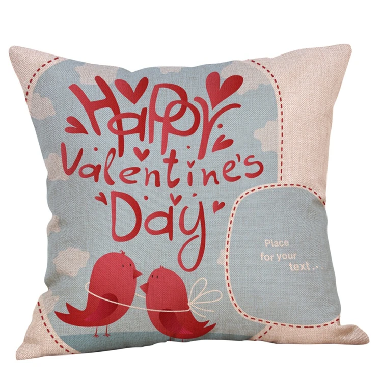 happy valentines day linen pillow cushion sofa car seat