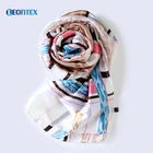 Lady satin silk scarf women blue river pattern printed stoles bufandas chinas
