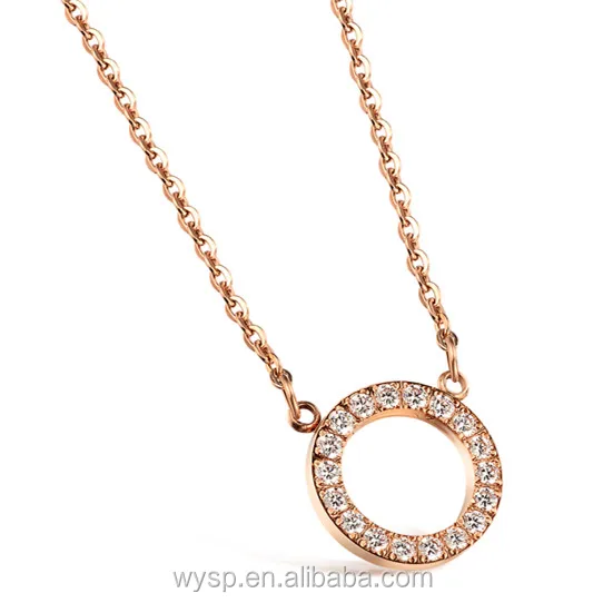 gold silver circle of life white clear cz pendant necklace with
