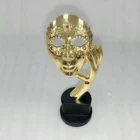 Figurines Custom Made Gold Plated Figurines Metal Mask Trophy on Wooden Base