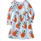 2017 orange and white turkey print baby girls cotton dress