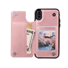 Double Layer 2 Card Slot Leather TPU back case for iphone X XS XR XS MAX 8 7 PLUS Card Holder Cover for Samsung S9 S10 PLUS S10E