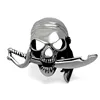Polishing Stainless Steel Fashion Punk Skull with Weapon Knife Men Personality Ring Jewelry
