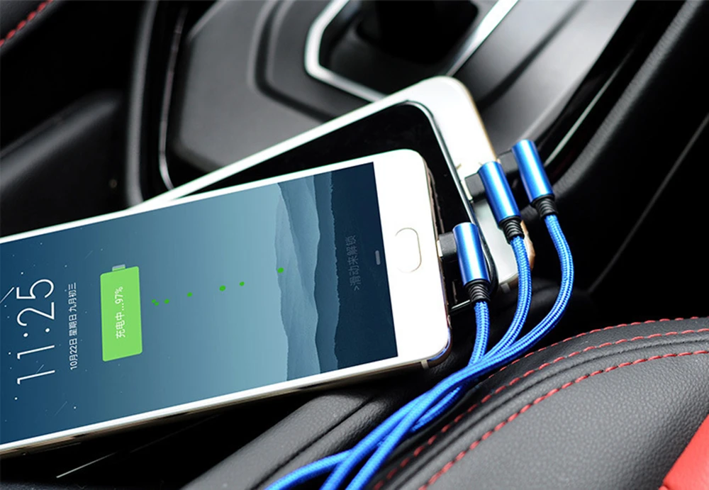 Wholesale 2.4A Fast Charger L Shape Type C Phone Charging 3 in 1 Micro USB Cable for iPhone Huawei Samsung - ANKUX.COM