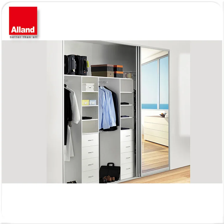 Modern Build In White Acrylic Finish Sliding Wardrobe For Master