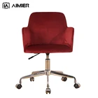 Red Wine Color Hotel Desk Chair With Running Castors Height Adjustable Swivel Modern Hotel Arm Chair