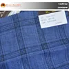 Windowpane blue check suit fabric stock of super wool linen silk fabric