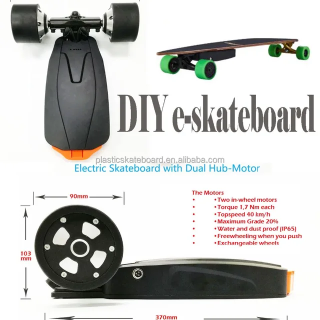 Newest motorized electric skateboard kit drive system with dual hub motors