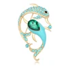 Hot Sale Metal Silver /Rose Gold /Gold Plating alloy animal crystal blue rhinestone dolphin brooch pin jewelry