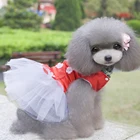 Stocked Flower Pet Dress Red Pink Puppy Shirts Dog Clothes Promotion