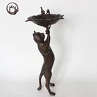 Garden Bird Feeder Antique Creative Cast Iron Cat Shape Decorative Bird Bath