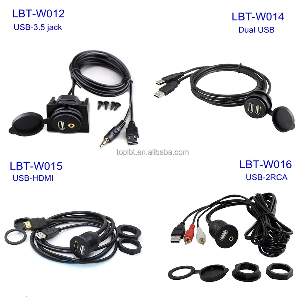 LBT 2018 USB 2.0 Male to Female AUX Flush Panel Mount Extension Cable for Car Truck Boat Motorcycle Dashboard, (Round Head)6ft - ANKUX.COM