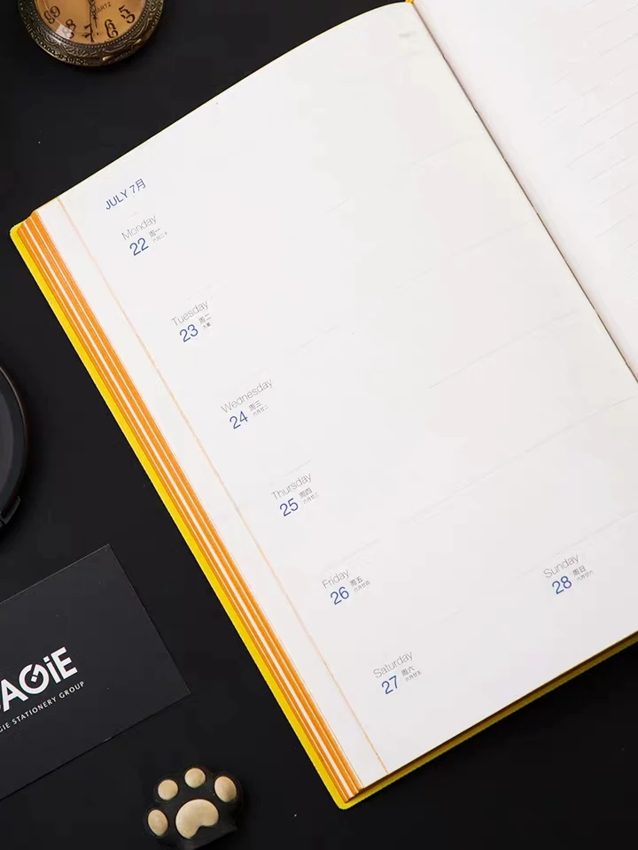 diary printing color edge a5 bound pu notebook with ribbon