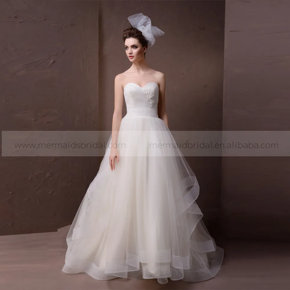 Elegant A Line Heart Shape Pleating Organza Wedding Dress Beaded - Buy