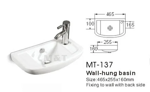 Ceramic hotel bathroom wc outside wall small wc hung basin sink