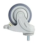 Medium duty 3/3.5/4/5 inch plastic thread stem medical silent caster wheel with total lock brake