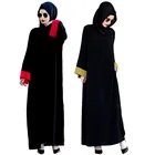 Modern fashion islamic clothing splicing cuff dubai muslim dress chiffon material black abaya