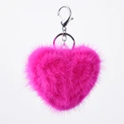 Pink Mink Fur Keychain Heart Shape Fur Accessories for Handbag KZ160060
