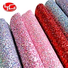 shiny synthetic red purple iridescent faux chunky material artificial glitter pvc pu rexine leather fabric for making shoes bows