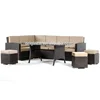 088 2015 restaurant hotel resort office corner sofa set with dining table and footrests outdoor poly rattan furniture