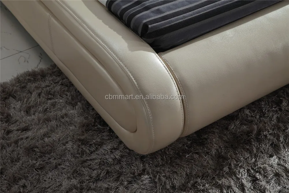 King size soft genuine leather bed 0414-801
