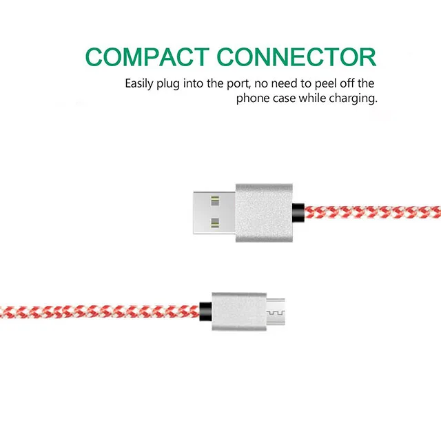 1m nylon braided mobile phone charger micro USB cable for Android - ANKUX.COM