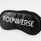 Water proof black PU fabric white print logo sleeping eye mask