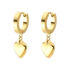 Tiny 14K Gold Stainless Steel Hoop Earrings Polished Heart Dangle Hypoallergenic Earrings Titanium Steel Jewelry for Women