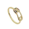 gold plated rainbow cubic zirconia cz safety pin ring for women