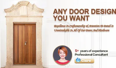 Church gate style design exterior wood front doors with top carving glass entry door with side lite rustic door
