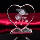 Laser Engraved Crystal Cube 3D engraving Rose wedding for Return Gifts