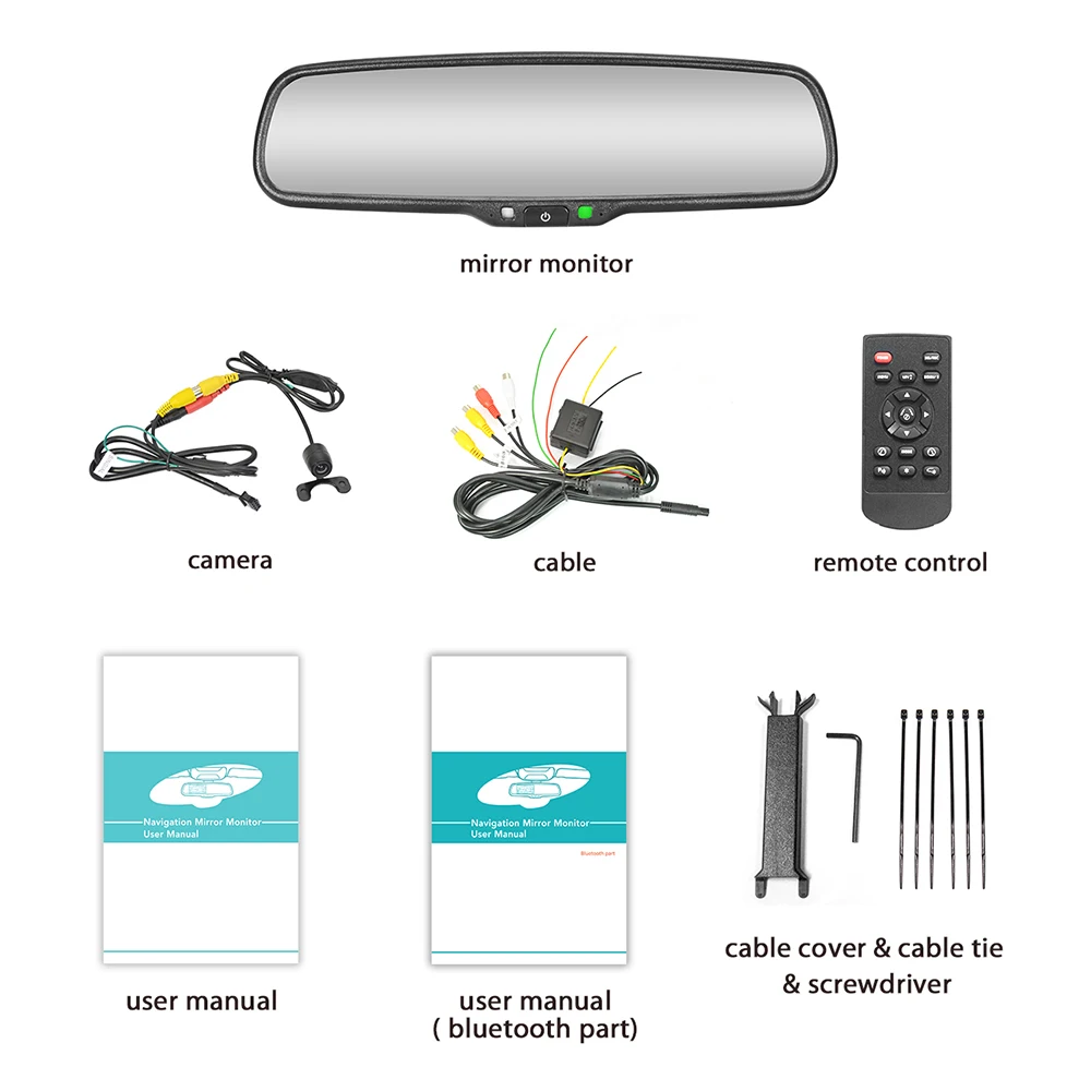 4.3inch Car Camera Rearview Mirror Gps Navigation System With Bluetooth Homelink Autodimming