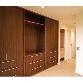 High End Walnut Wood Bedroom Clothes Wardrobe Closet With Tv