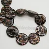Natural beads, flat round shell beads,natural sea shell leopard print beads