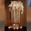 hanging crystal beaded waterfall centerpieces and flower stand for wedding