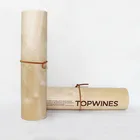 Embossing Gift Box Wooden Wine Pan Custom Design Christmas Single Bottle Gift Box Smooth Wooden Wine Box with Handle