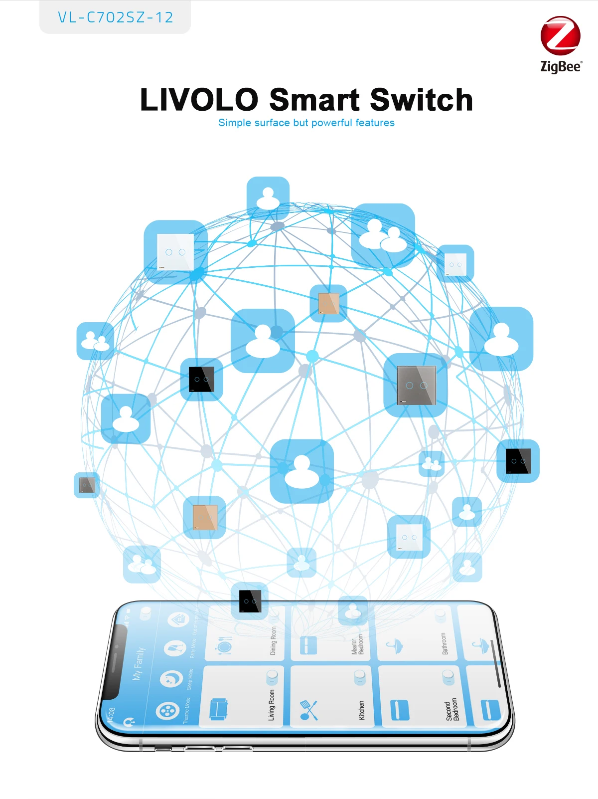Livolo wall wifi light smart home for mobilephone zigbee touch switch - ANKUX.COM