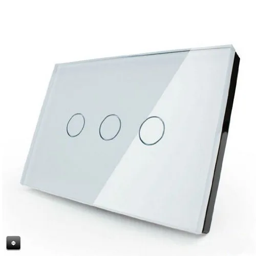 Dimmer Smart Touch switch, US/AU standards,3gang home wall Dimmer switch white Crystal Glass Panel Touch Screen Light Switch